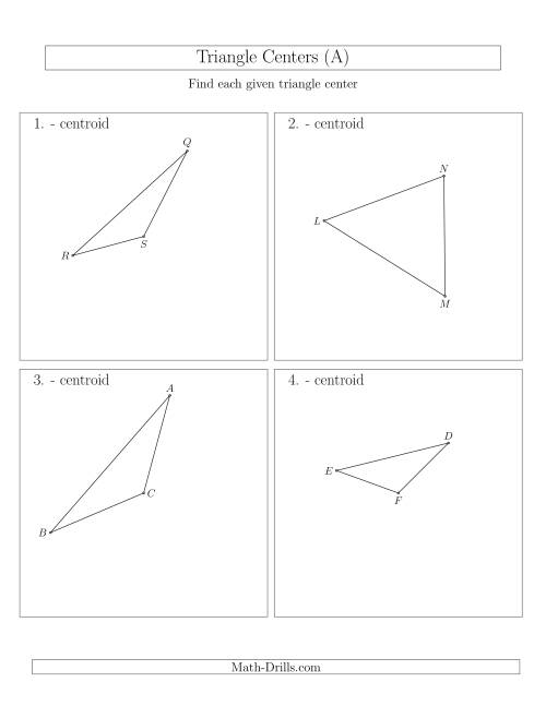 The Contructing Centroids for Acute and Obtuse Triangles (A) Math Worksheet