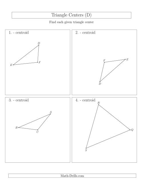 The Contructing Centroids for Acute and Obtuse Triangles (D) Math Worksheet