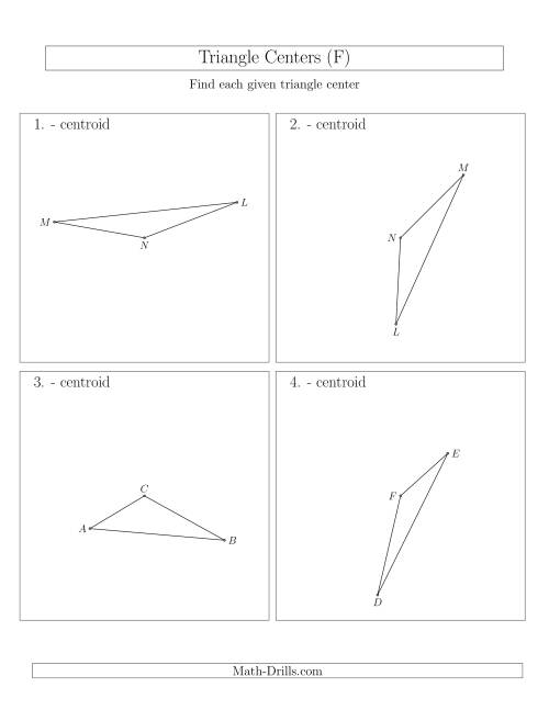 The Contructing Centroids for Acute and Obtuse Triangles (F) Math Worksheet
