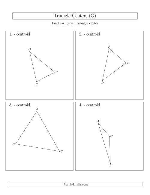 The Contructing Centroids for Acute and Obtuse Triangles (G) Math Worksheet