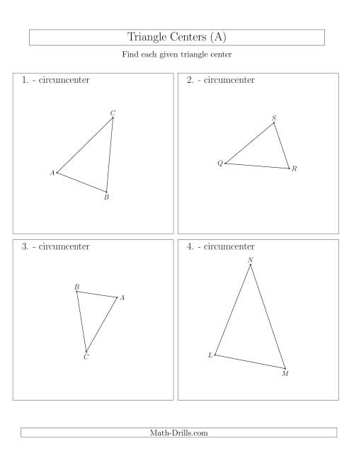 The Contructing Circumcenters for Acute Triangles (A) Math Worksheet