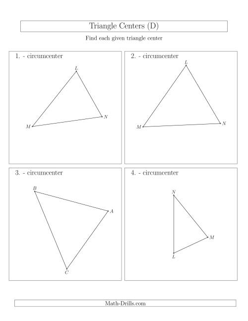 The Contructing Circumcenters for Acute Triangles (D) Math Worksheet