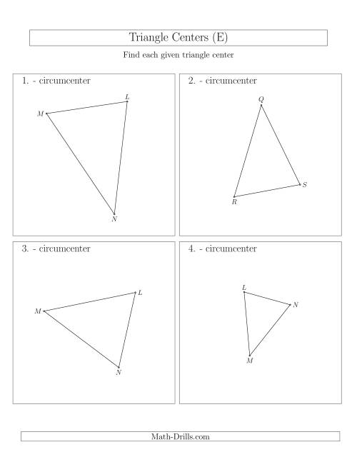 The Contructing Circumcenters for Acute Triangles (E) Math Worksheet