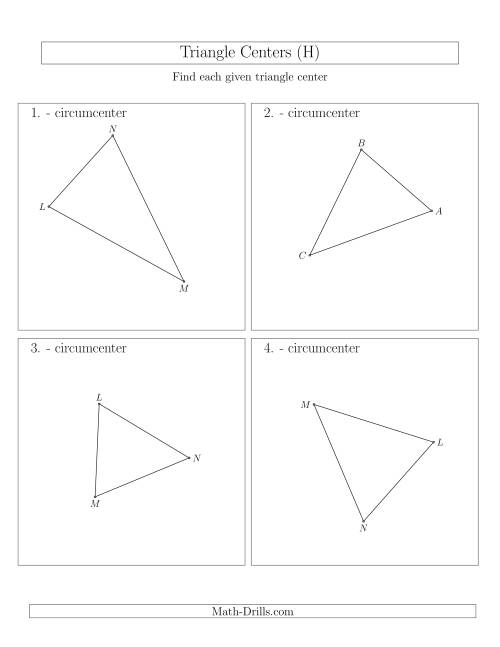 The Contructing Circumcenters for Acute Triangles (H) Math Worksheet