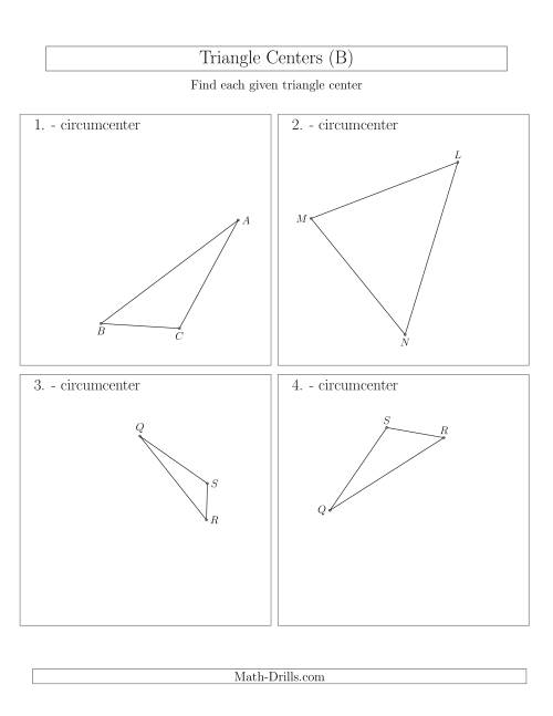 The Contructing Circumcenters for Acute and Obtuse Triangles (B) Math Worksheet