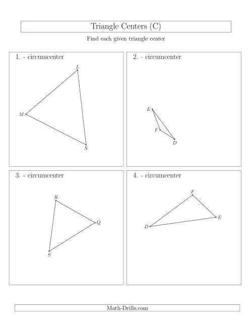 The Contructing Circumcenters for Acute and Obtuse Triangles (C) Math Worksheet