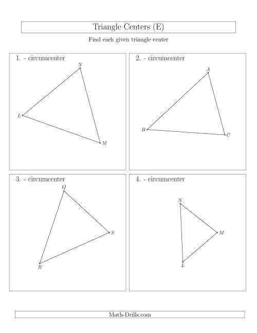 The Contructing Circumcenters for Acute and Obtuse Triangles (E) Math Worksheet
