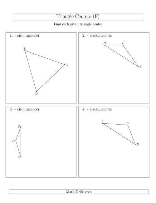 The Contructing Circumcenters for Acute and Obtuse Triangles (F) Math Worksheet