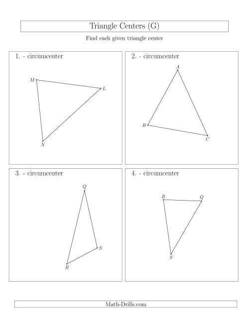 The Contructing Circumcenters for Acute and Obtuse Triangles (G) Math Worksheet
