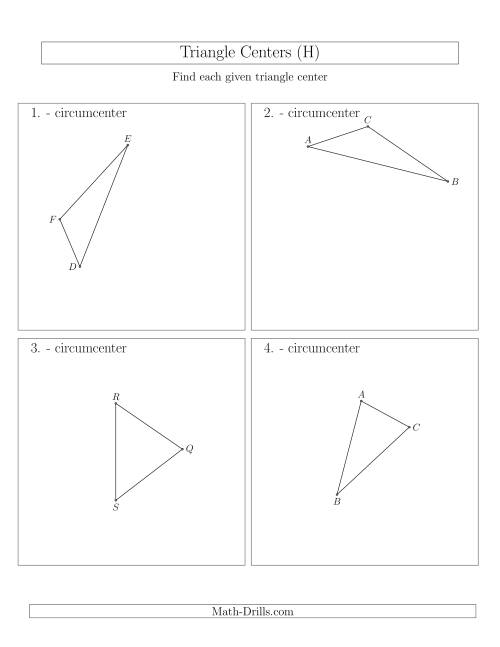The Contructing Circumcenters for Acute and Obtuse Triangles (H) Math Worksheet