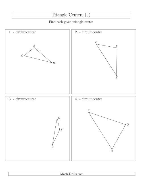 The Contructing Circumcenters for Acute and Obtuse Triangles (J) Math Worksheet