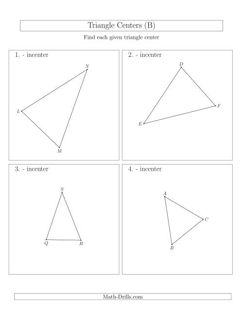 The Contructing Incenters for Acute Triangles (B) Math Worksheet