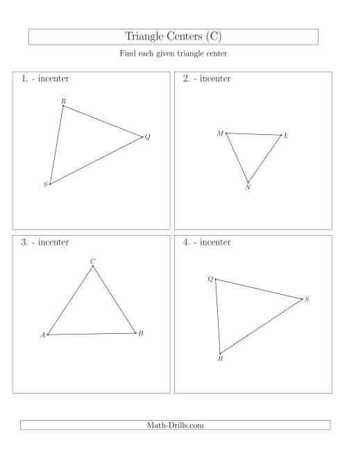 The Contructing Incenters for Acute Triangles (C) Math Worksheet