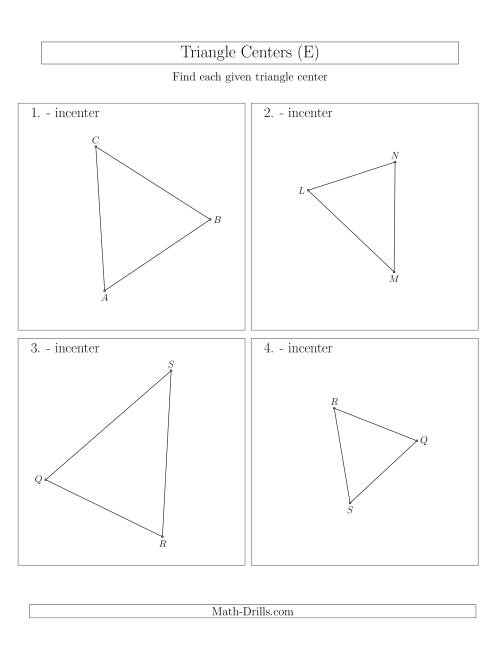 The Contructing Incenters for Acute Triangles (E) Math Worksheet