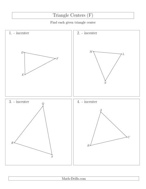 The Contructing Incenters for Acute Triangles (F) Math Worksheet