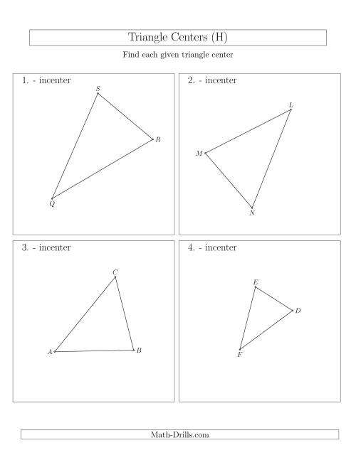 The Contructing Incenters for Acute Triangles (H) Math Worksheet