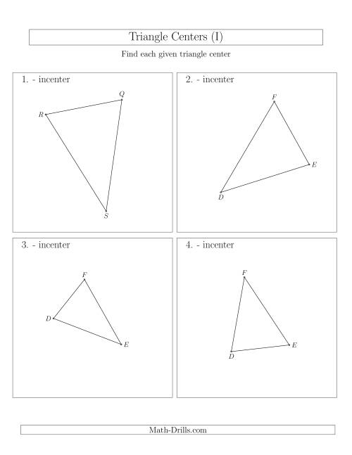 The Contructing Incenters for Acute Triangles (I) Math Worksheet