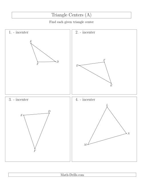 The Contructing Incenters for Acute and Obtuse Triangles (A) Math Worksheet