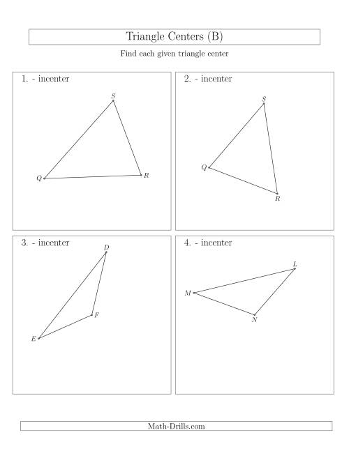 The Contructing Incenters for Acute and Obtuse Triangles (B) Math Worksheet