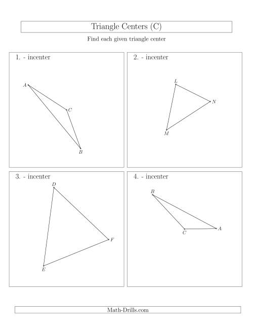 The Contructing Incenters for Acute and Obtuse Triangles (C) Math Worksheet
