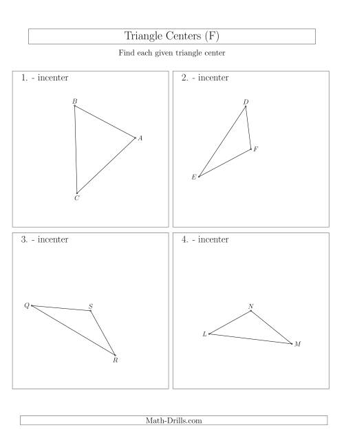 The Contructing Incenters for Acute and Obtuse Triangles (F) Math Worksheet