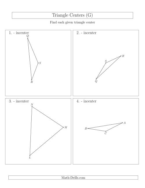 The Contructing Incenters for Acute and Obtuse Triangles (G) Math Worksheet