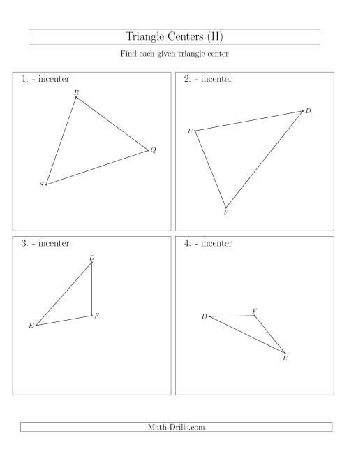 The Contructing Incenters for Acute and Obtuse Triangles (H) Math Worksheet