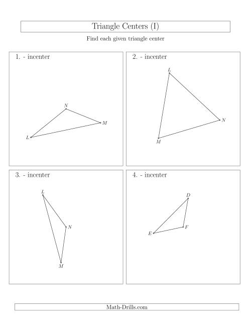 The Contructing Incenters for Acute and Obtuse Triangles (I) Math Worksheet