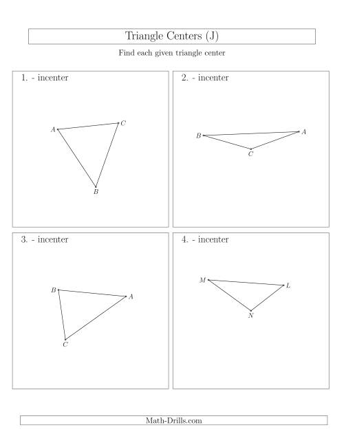 The Contructing Incenters for Acute and Obtuse Triangles (J) Math Worksheet