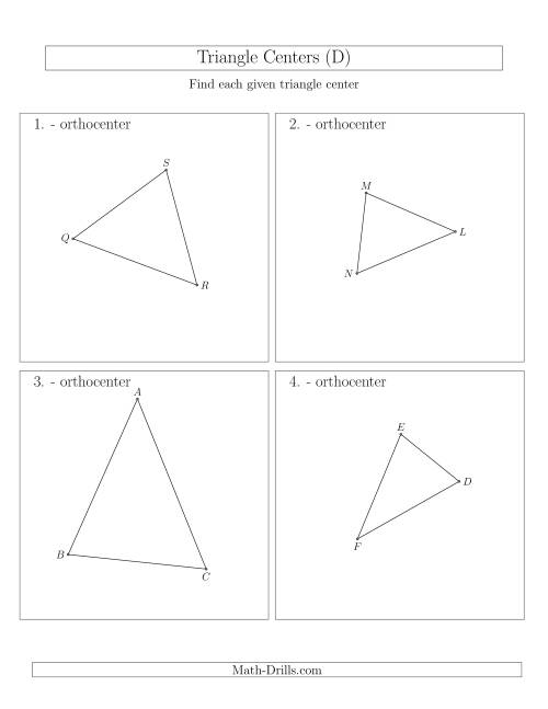 The Contructing Orthocenters for Acute Triangles (D) Math Worksheet