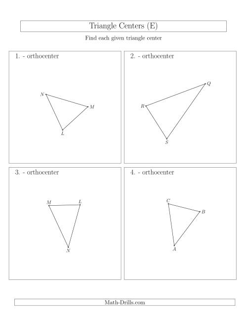 The Contructing Orthocenters for Acute Triangles (E) Math Worksheet