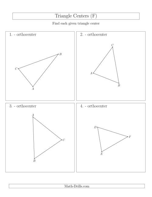 The Contructing Orthocenters for Acute Triangles (F) Math Worksheet