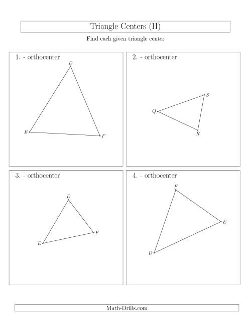 The Contructing Orthocenters for Acute Triangles (H) Math Worksheet