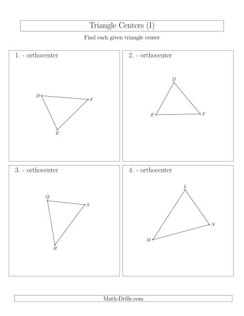 The Contructing Orthocenters for Acute Triangles (I) Math Worksheet