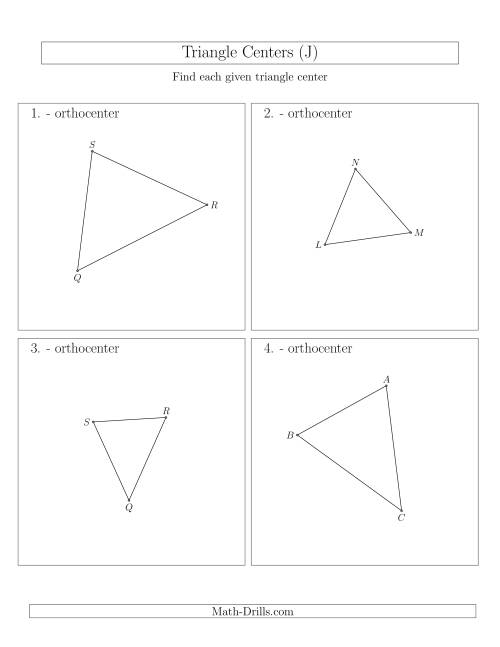 The Contructing Orthocenters for Acute Triangles (J) Math Worksheet