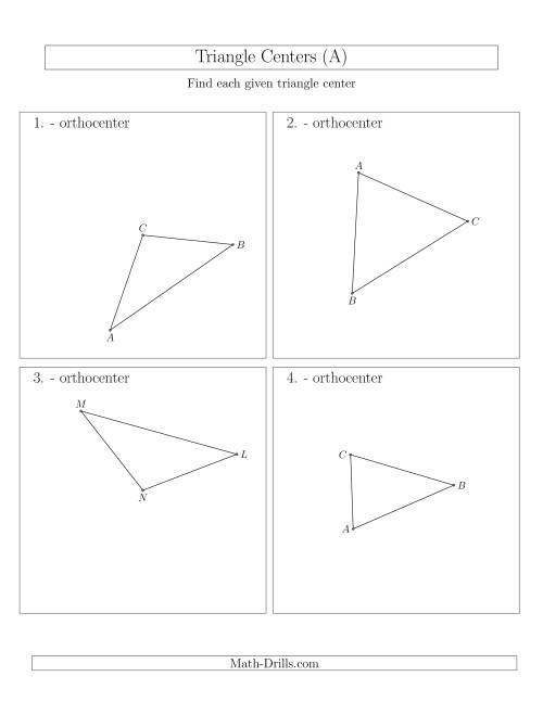 The Contructing Orthocenters for Acute and Obtuse Triangles (A) Math Worksheet