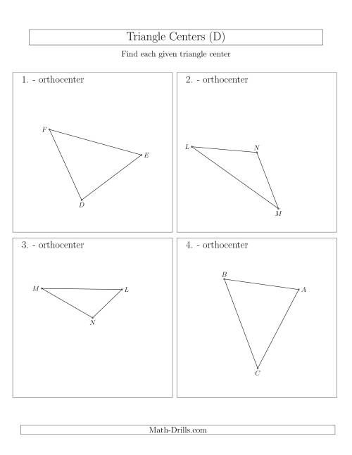 The Contructing Orthocenters for Acute and Obtuse Triangles (D) Math Worksheet