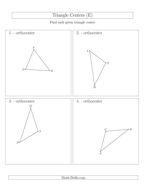 The Contructing Orthocenters for Acute and Obtuse Triangles (E) Math Worksheet