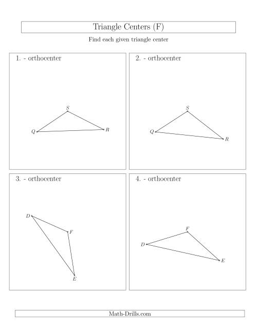 The Contructing Orthocenters for Acute and Obtuse Triangles (F) Math Worksheet
