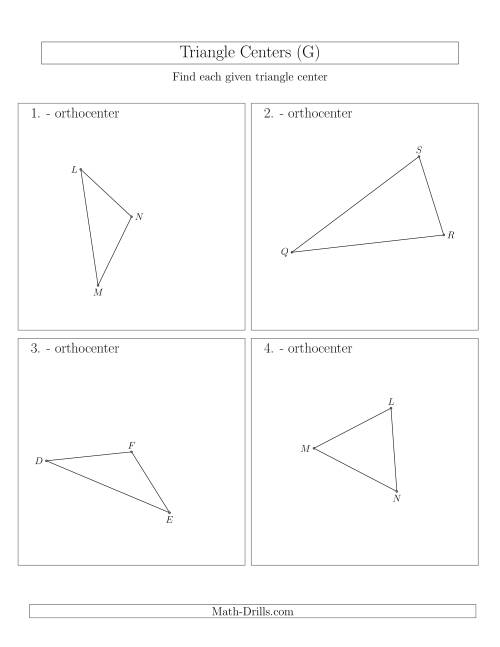 The Contructing Orthocenters for Acute and Obtuse Triangles (G) Math Worksheet