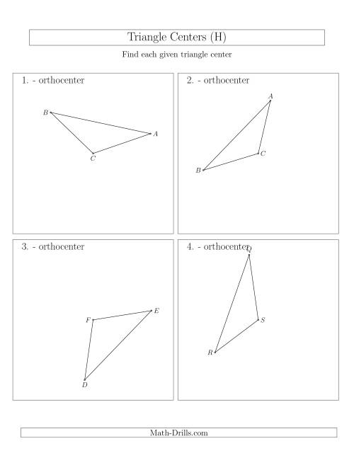 The Contructing Orthocenters for Acute and Obtuse Triangles (H) Math Worksheet