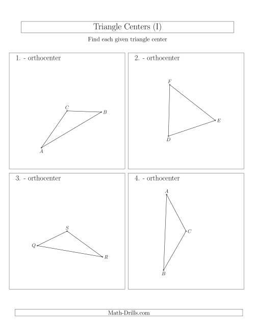 The Contructing Orthocenters for Acute and Obtuse Triangles (I) Math Worksheet