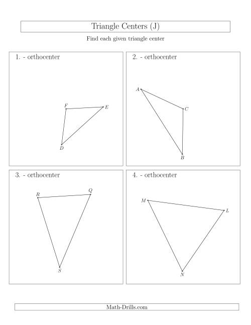 The Contructing Orthocenters for Acute and Obtuse Triangles (J) Math Worksheet