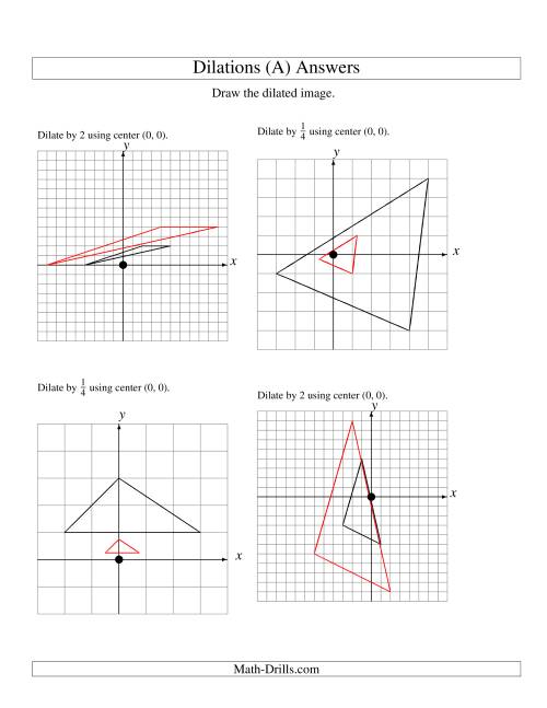 The Dilations Using Center (0, 0) (A) Math Worksheet Page 2