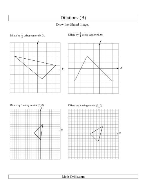 The Dilations Using Center (0, 0) (B) Math Worksheet