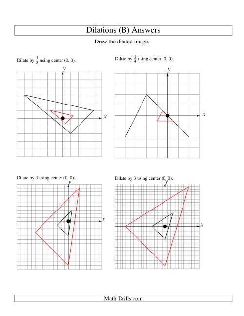 The Dilations Using Center (0, 0) (B) Math Worksheet Page 2