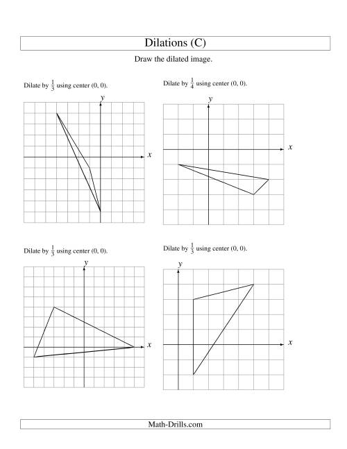 The Dilations Using Center (0, 0) (C) Math Worksheet