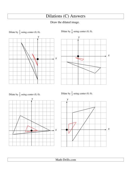 The Dilations Using Center (0, 0) (C) Math Worksheet Page 2