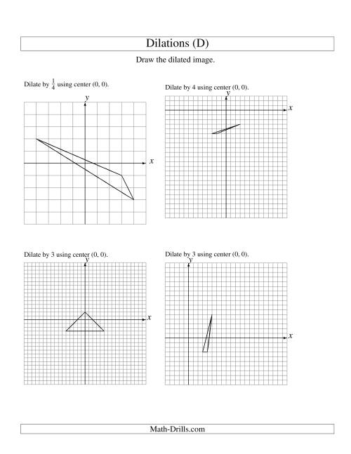 The Dilations Using Center (0, 0) (D) Math Worksheet