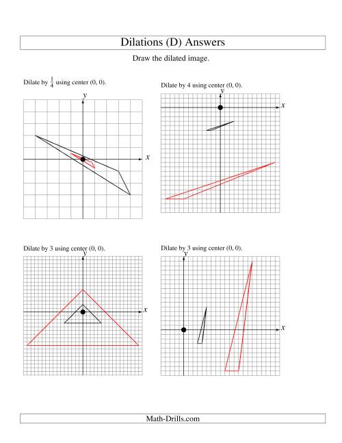The Dilations Using Center (0, 0) (D) Math Worksheet Page 2